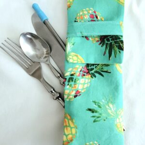 Fabric Travel Cutlery Holder – Reusable & Eco-Friendly - Pineapples