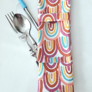Fabric Travel Cutlery Holder – Reusable & Eco-Friendly - Rainbows