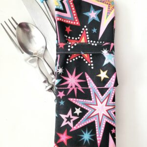 Fabric Travel Cutlery Holder – Reusable & Eco-Friendly - Stars
