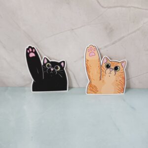Cute Cat with Paw Raised Vinyl Sticker 3"