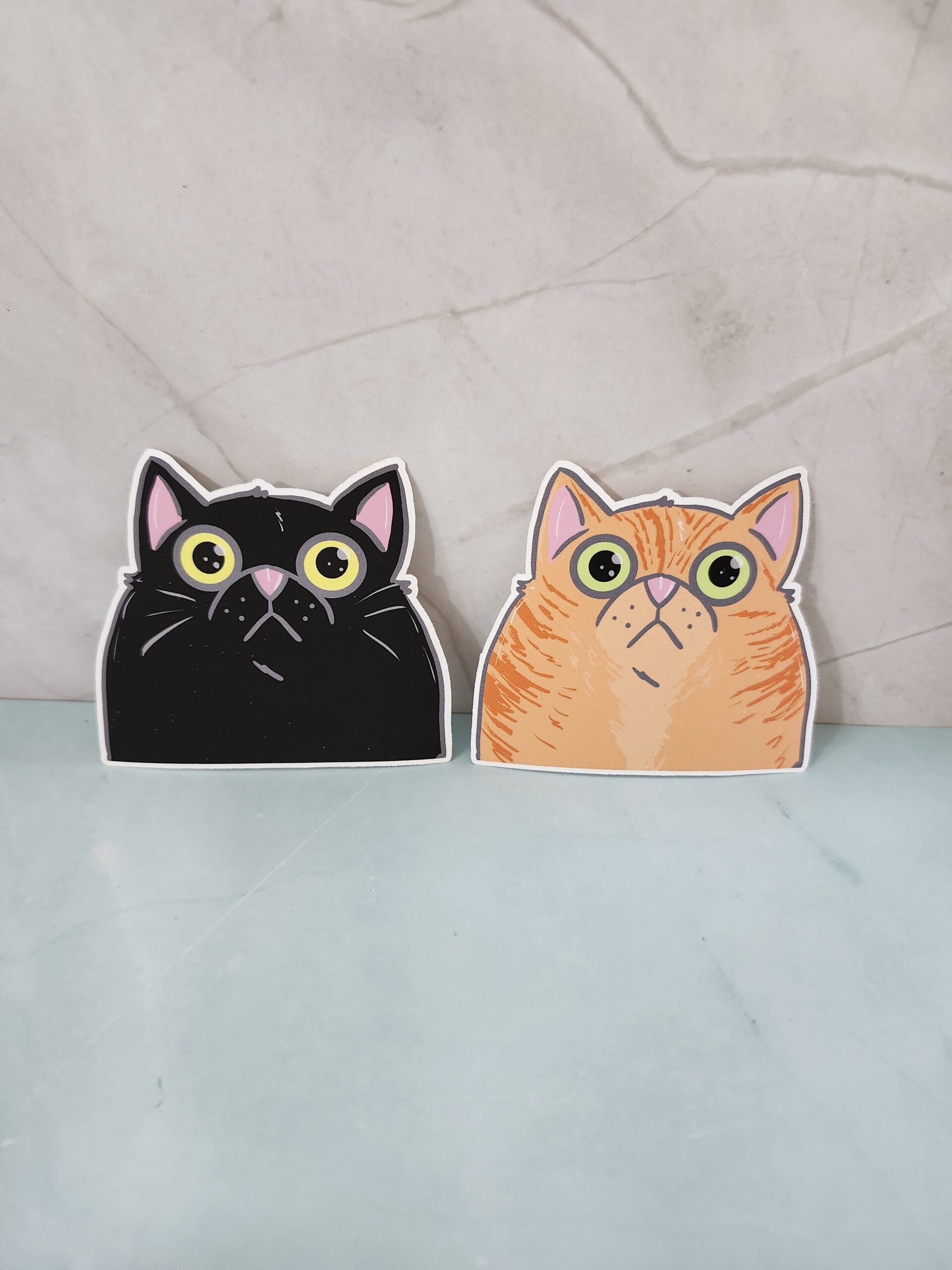 Derpy Cat Looking Up From Edge Vinyl Sticker 3"