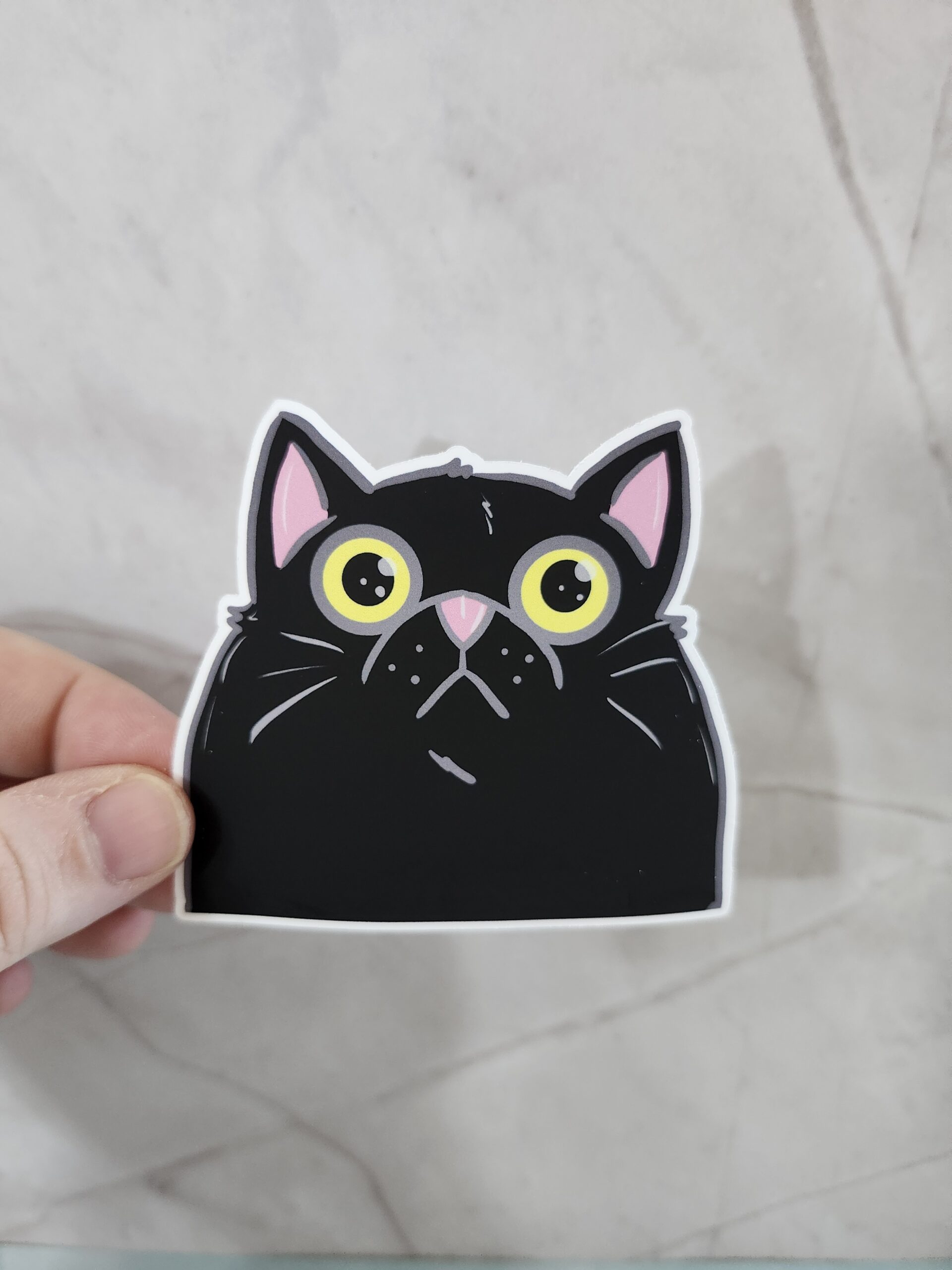 Derpy Cat Looking Up From Edge Vinyl Sticker 3" - Image 2