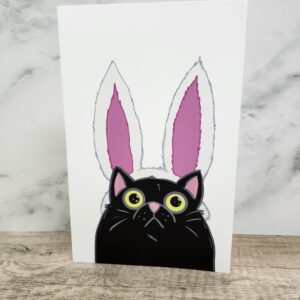 Cat with Bunny Ears 5x7 Greeting Card