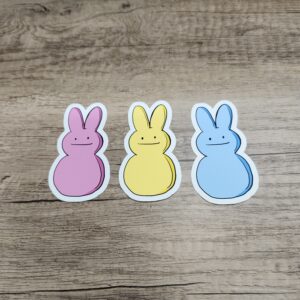 Silly Faced Marshmallow Bunnies Vinyl Stickers 3"