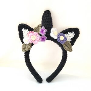 Headband, Crochet Headband - Enchanted Kitty Unicorn