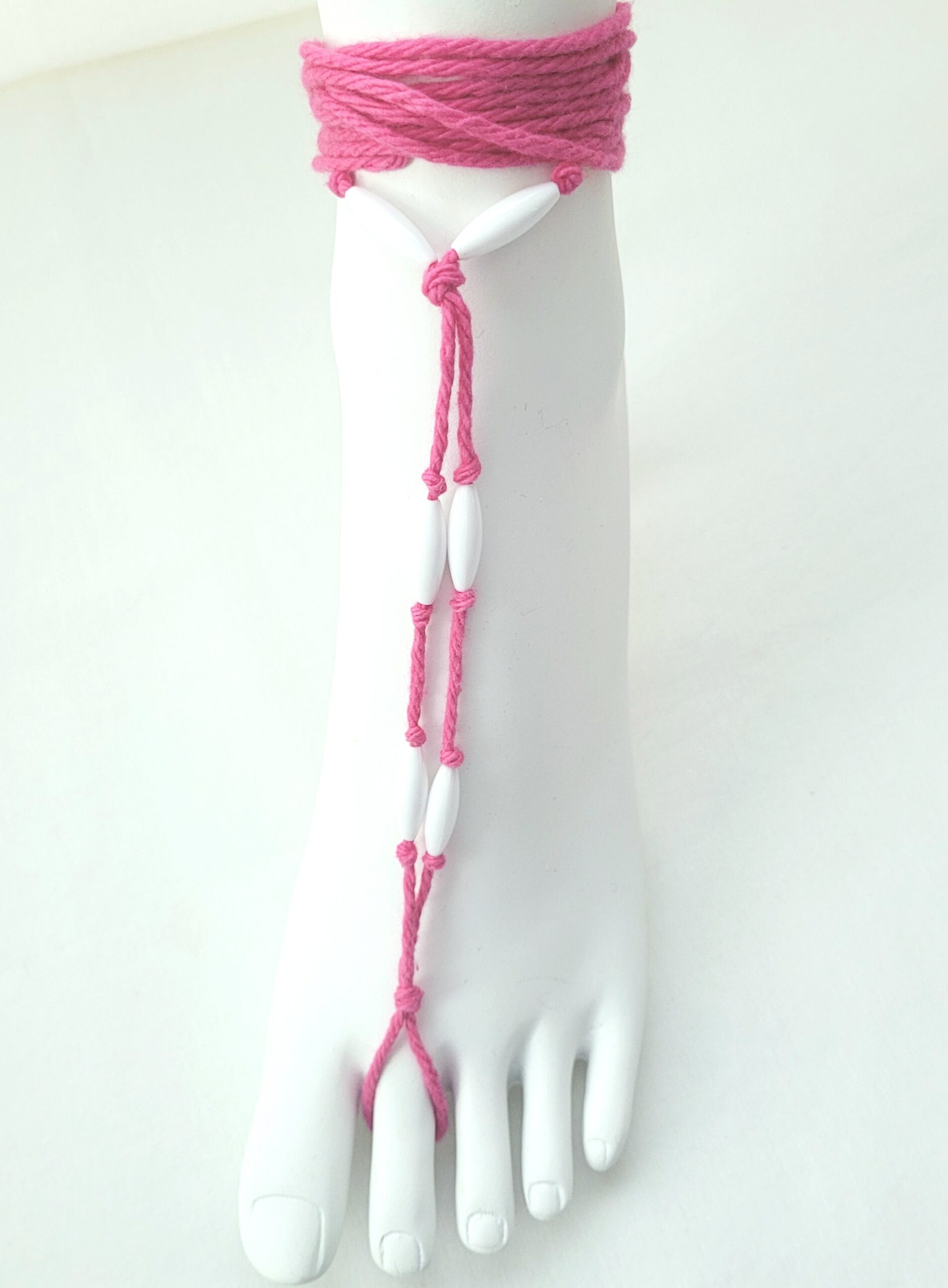 Barefoot Sandals, Decorative Foot Jewelry - Hot Pink