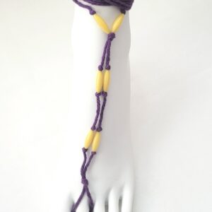 Barefoot Sandals, Decorative Foot Jewelry - Purple with Yellow Beads