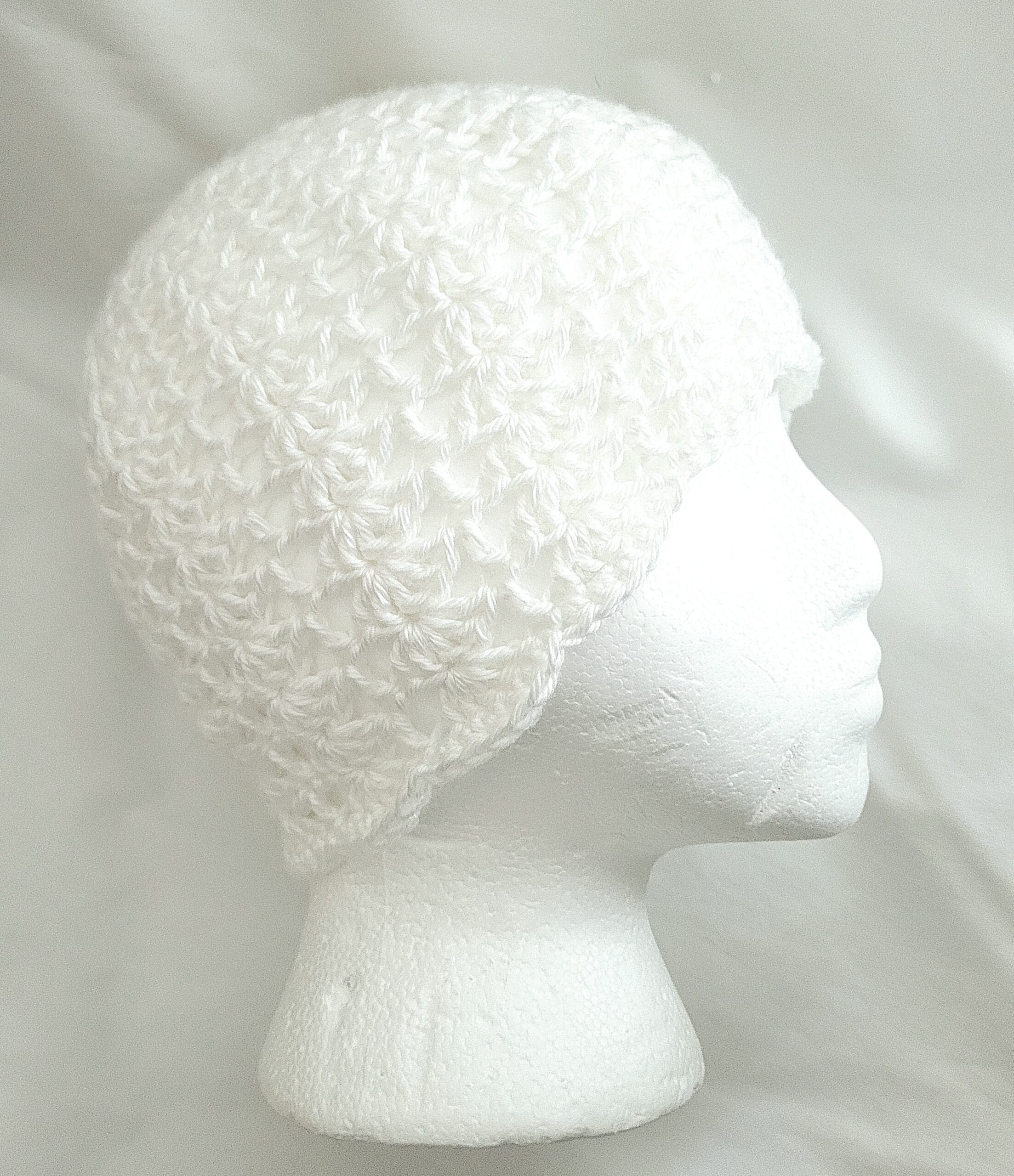 Hat - Crochet Lightweight Unisex Hat - White Shell