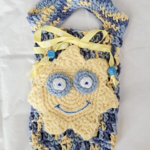 Gift Bag, Crochet Gift Bag - Blue/Yellow Sun