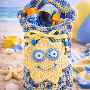 Gift Bag, Crochet Gift Bag - Blue/Yellow Sun