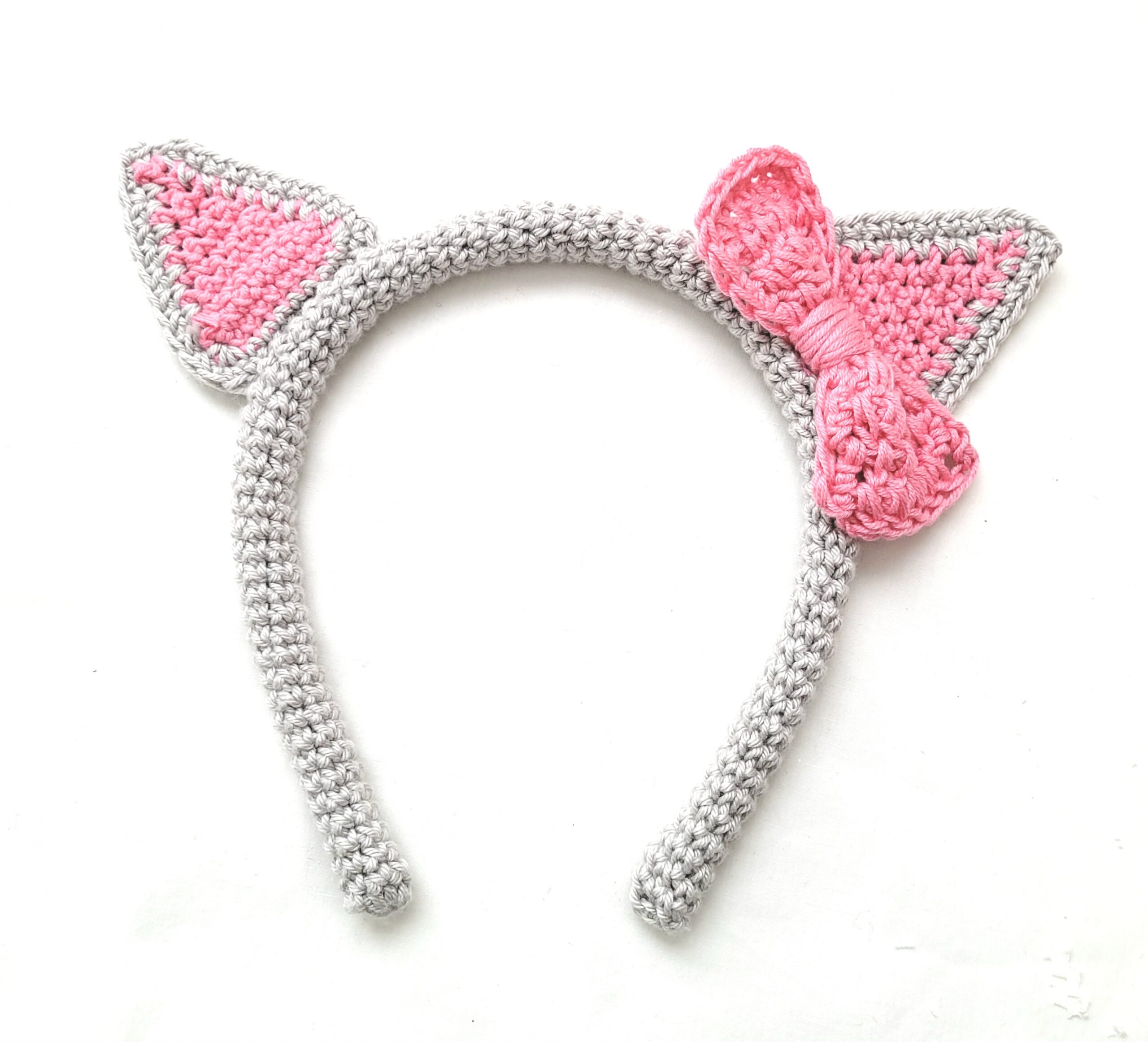 Headband, Crochet Headband - Cute Kitten with Bow - Image 2
