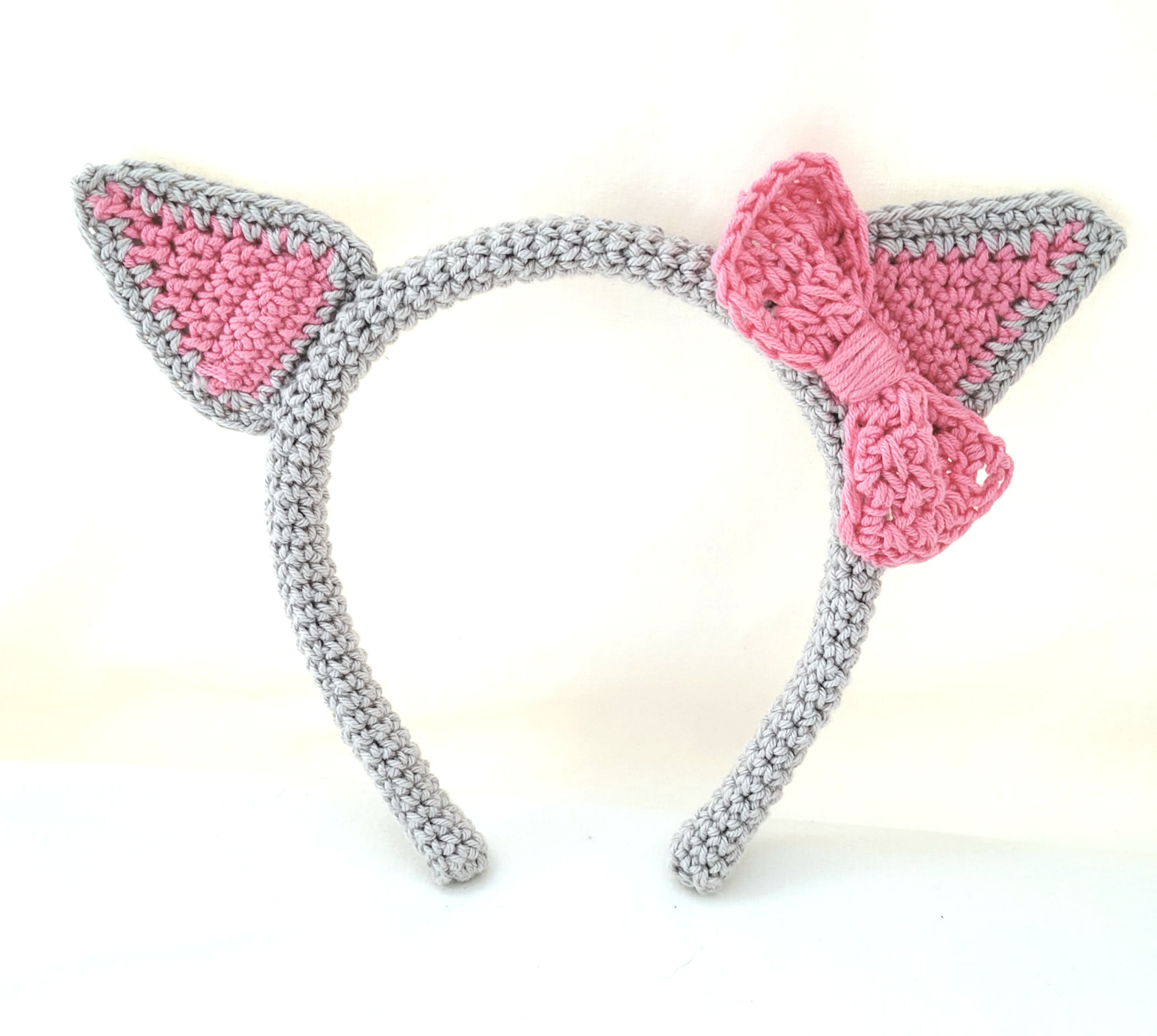 Headband, Crochet Headband - Cute Kitten with Bow