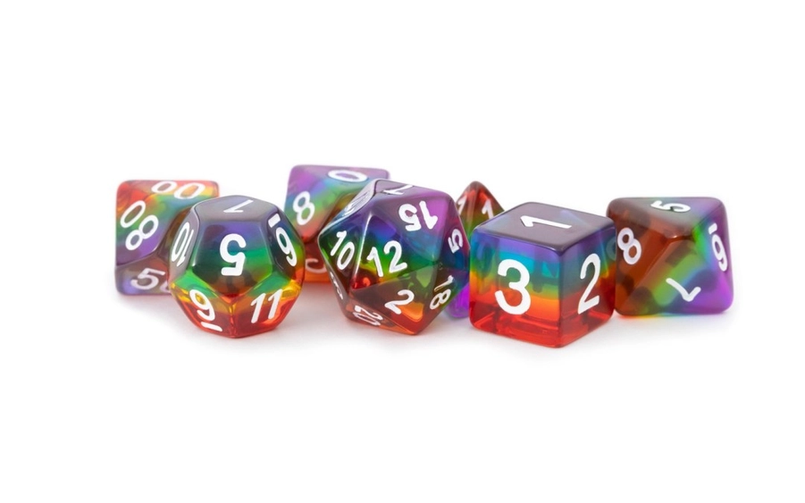 Translucent Rainbow 16mm Resin Polyhedral Dice Set