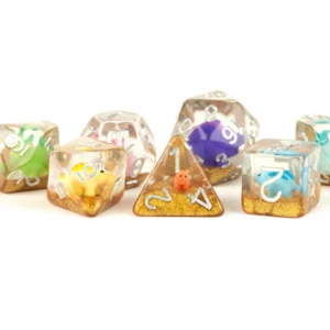 Rainbow Dinosaur Inclusion 16mm Polyhedral Dice Set