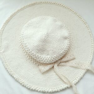 Hat - Crochet Unisex Brim Hat - Offwhite