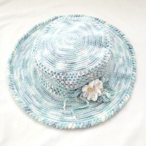 Hat - Crochet Unisex Brim Hat - Blue/White Refresh