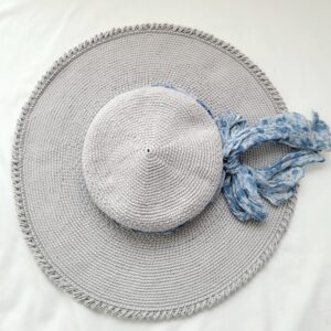 Hat - Crochet Unisex Brim Hat - Silver Grey