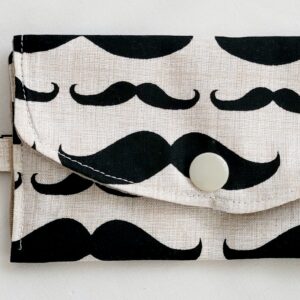 Gift Card Multi-Purpose Holder, Fabric - Tan/Black Mustache