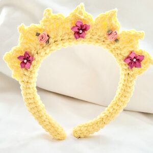 Headband, Crochet Headband - Yellow Tiara