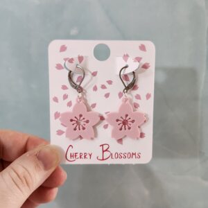 Cherry Blossom 3D Printed Earrings with Cutouts