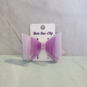 Lavender Jelly Vinyl Faux Leather Cat Charm Hair Bow Clip