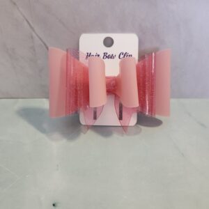 Pink and Magenta Jelly Vinyl Faux Leather Hair Bow Clip