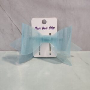 Translucent Blue Jelly Vinyl Faux Leather Hair Bow Clip