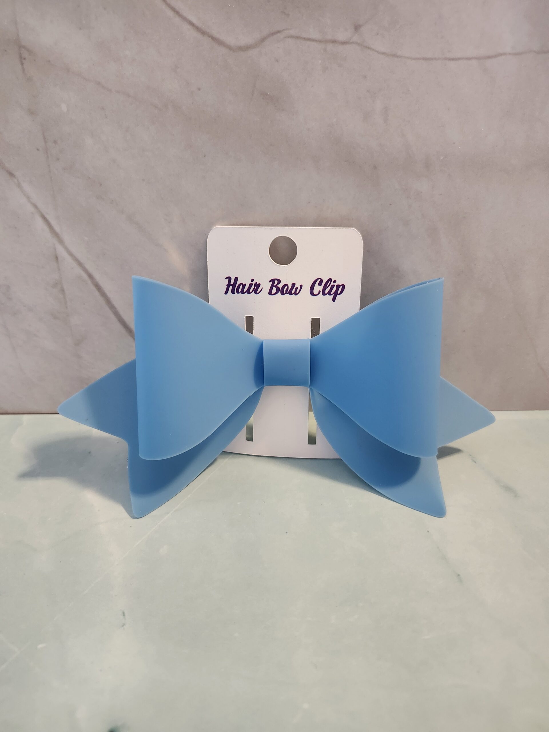 Soft Blue Jelly Vinyl Faux Leather Hair Bow Clip