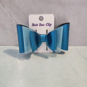 Sparkly Blue Jelly Vinyl Faux Leather Hair Bow Clip