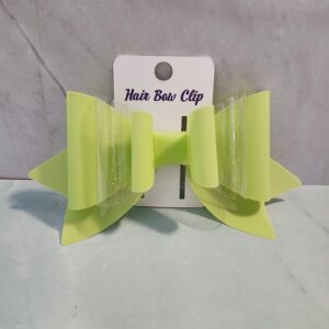 Neon Yellow and Sparkle Jelly Vinyl Faux Leather Hair Bow Clip