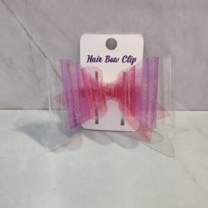 Clear Sparkly Gradient Jelly Vinyl Faux Leather Hair Bow Clip