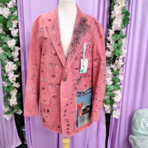 Red Sports jacket With Handpainted Faces