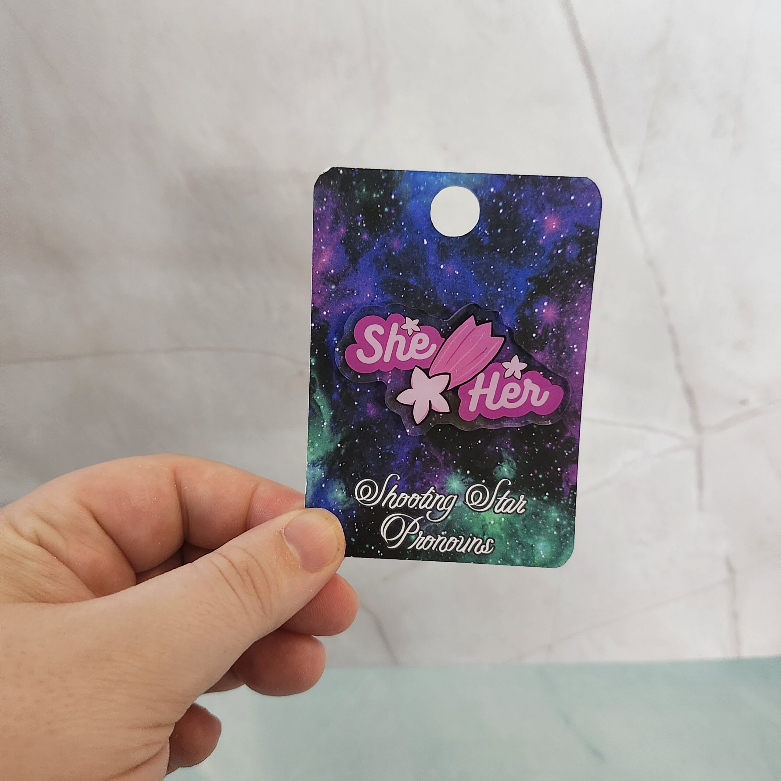 Shooting Star Pronoun Acrylic Pin - Image 9