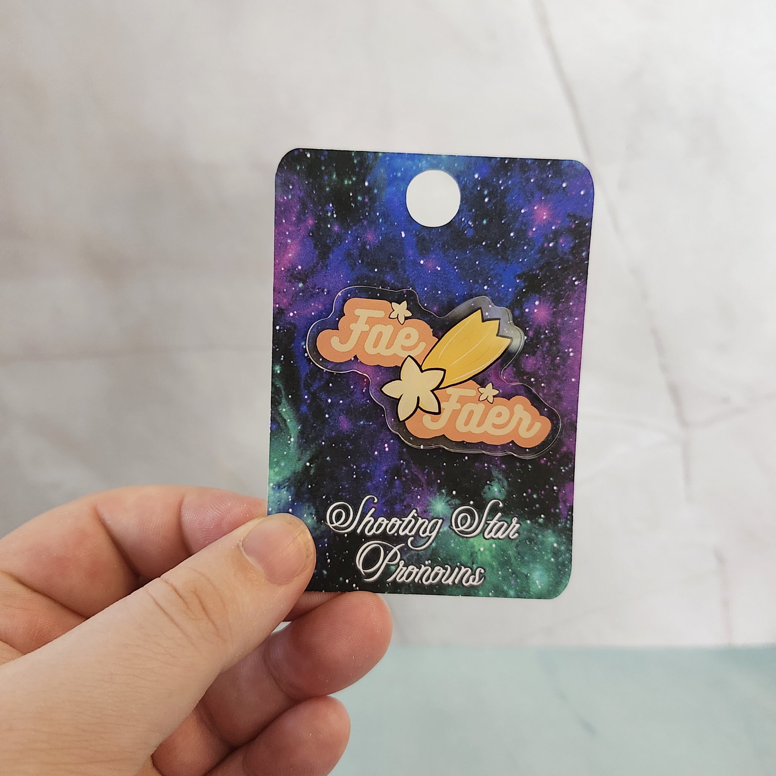 Shooting Star Pronoun Acrylic Pin - Image 10