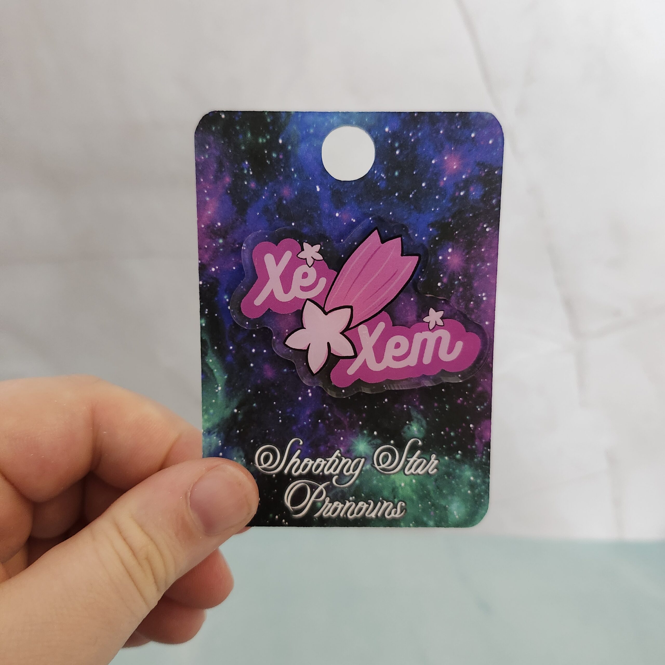 Shooting Star Pronoun Acrylic Pin - Image 6