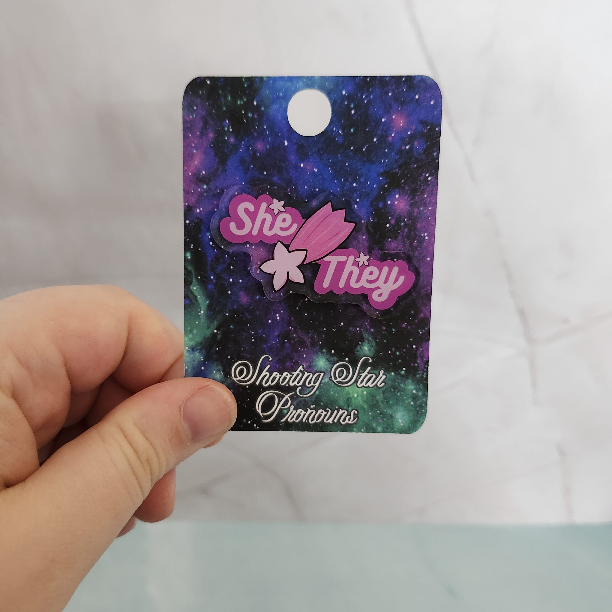 Shooting Star Pronoun Acrylic Pin - Image 5