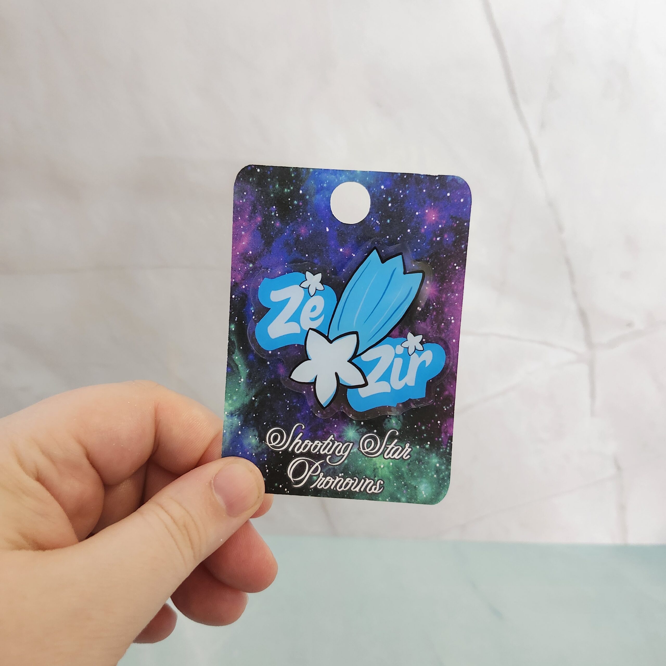 Shooting Star Pronoun Acrylic Pin - Image 4