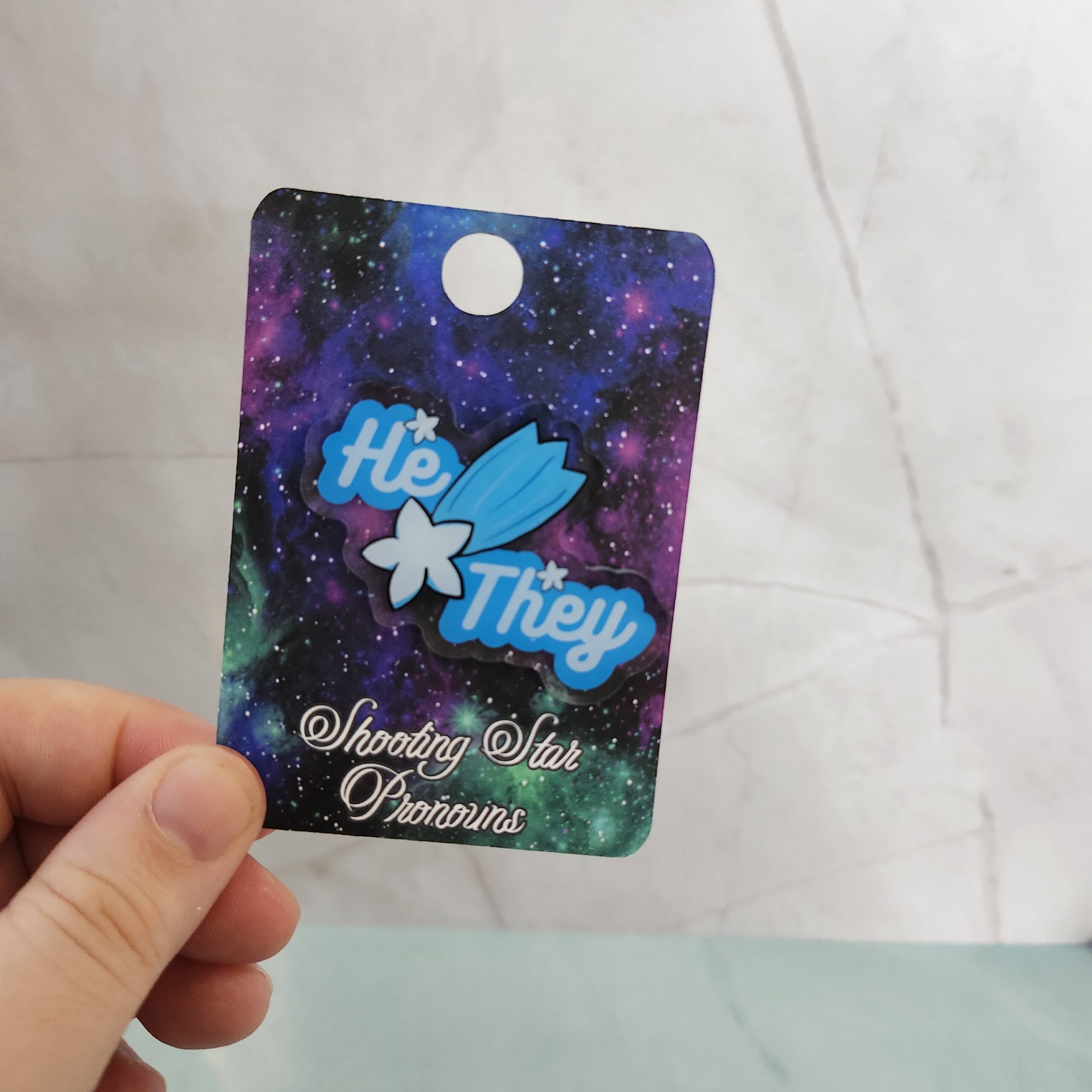 Shooting Star Pronoun Acrylic Pin - Image 3