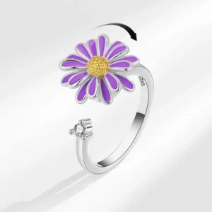 Daisy Flower Fidget Spinner Adjustable Ring
