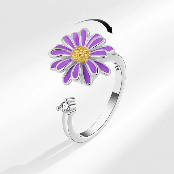 Daisy Flower Fidget Spinner Adjustable Ring