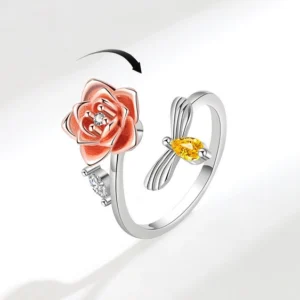 Rose and Bee Fidget Spinner Adjustable Ring