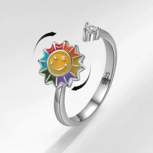 Smiley Sunflower Fidget Spinner Adjustable Ring