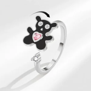 Teddy Bear with Heart Fidget Spinner Adjustable Ring