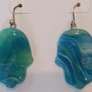 Translucent Polymer clay Hamsa Earrings