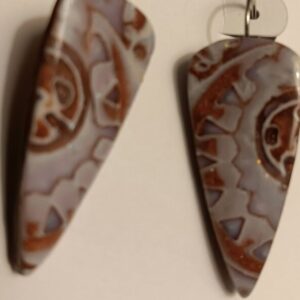 Arrow shaped mokume Gane polymer earrings