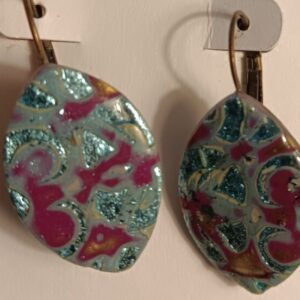 Mokume Gane Handmade earrings on Leverback wires
