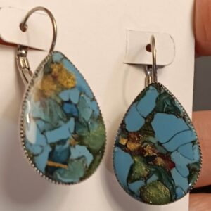 Teardrop Faux Turquoise on Leverback wires
