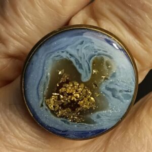 Faux Geode Handmade Ring in Bronze base/adjustable