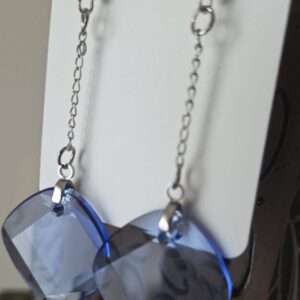 Blue Crystal Dangle Earrings - Handmade