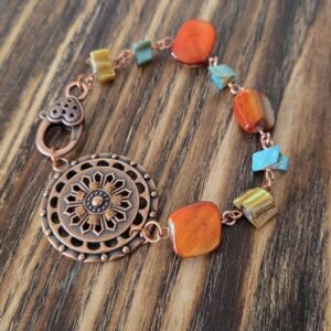 Handmade Bronze and Shell Bracelet